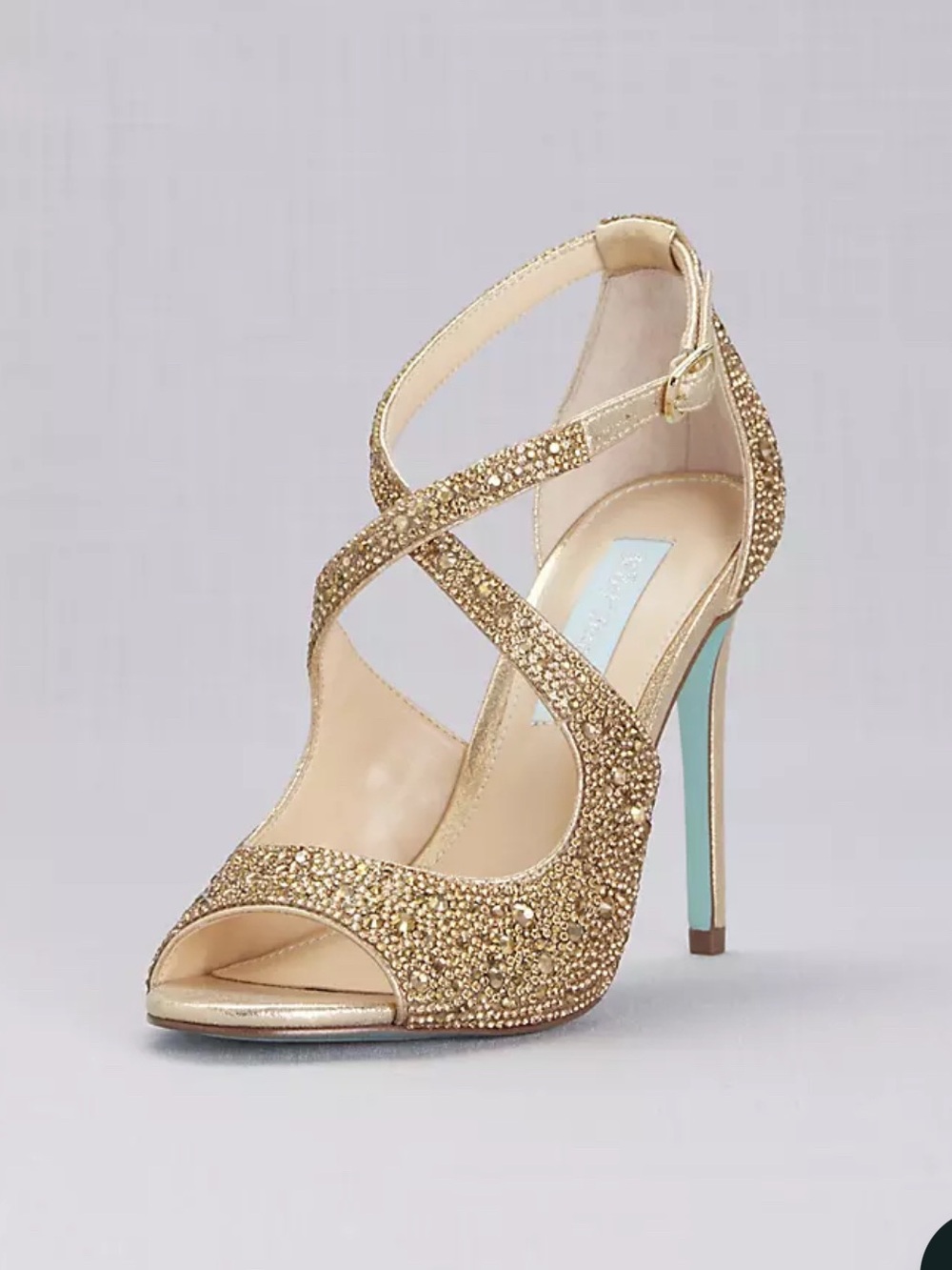 BLUE BY BETSEY JOHNSON  Peep-Toe Jeweled Cross-Strap Stiletto Heels 6M